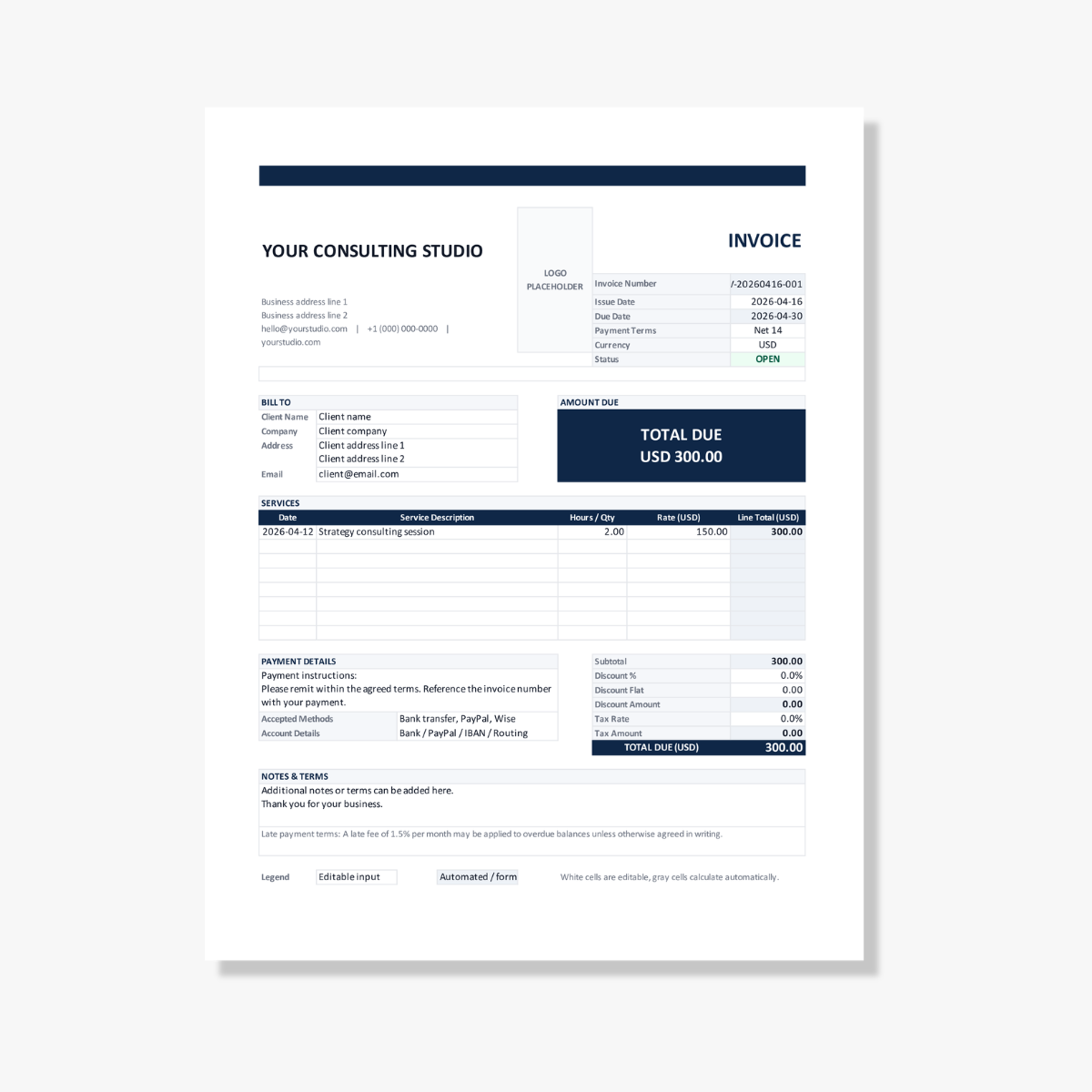 Consulting Invoice Template